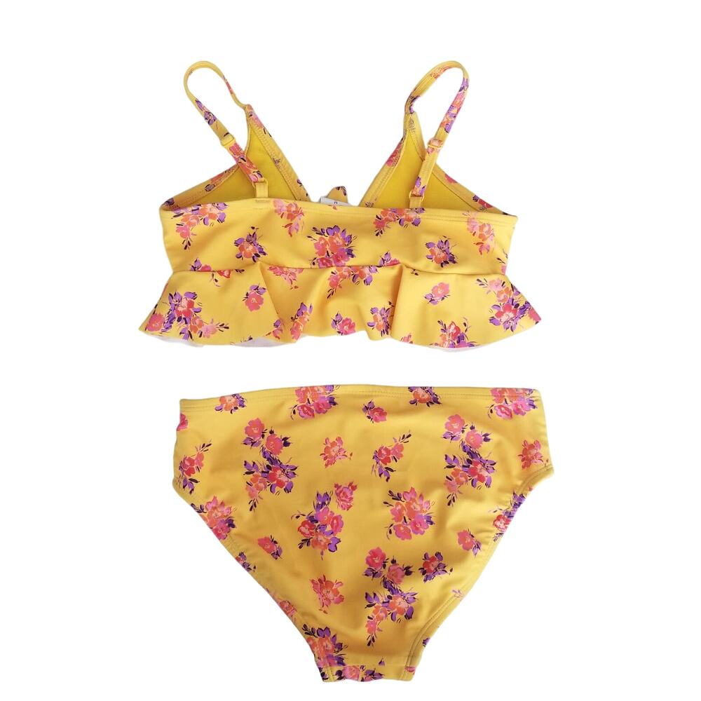 Sugar & Jade Girl's Standard Teen 2Pc Swimsuit Yellow Pink Floral, Sz M (10) - Picture 2 of 9